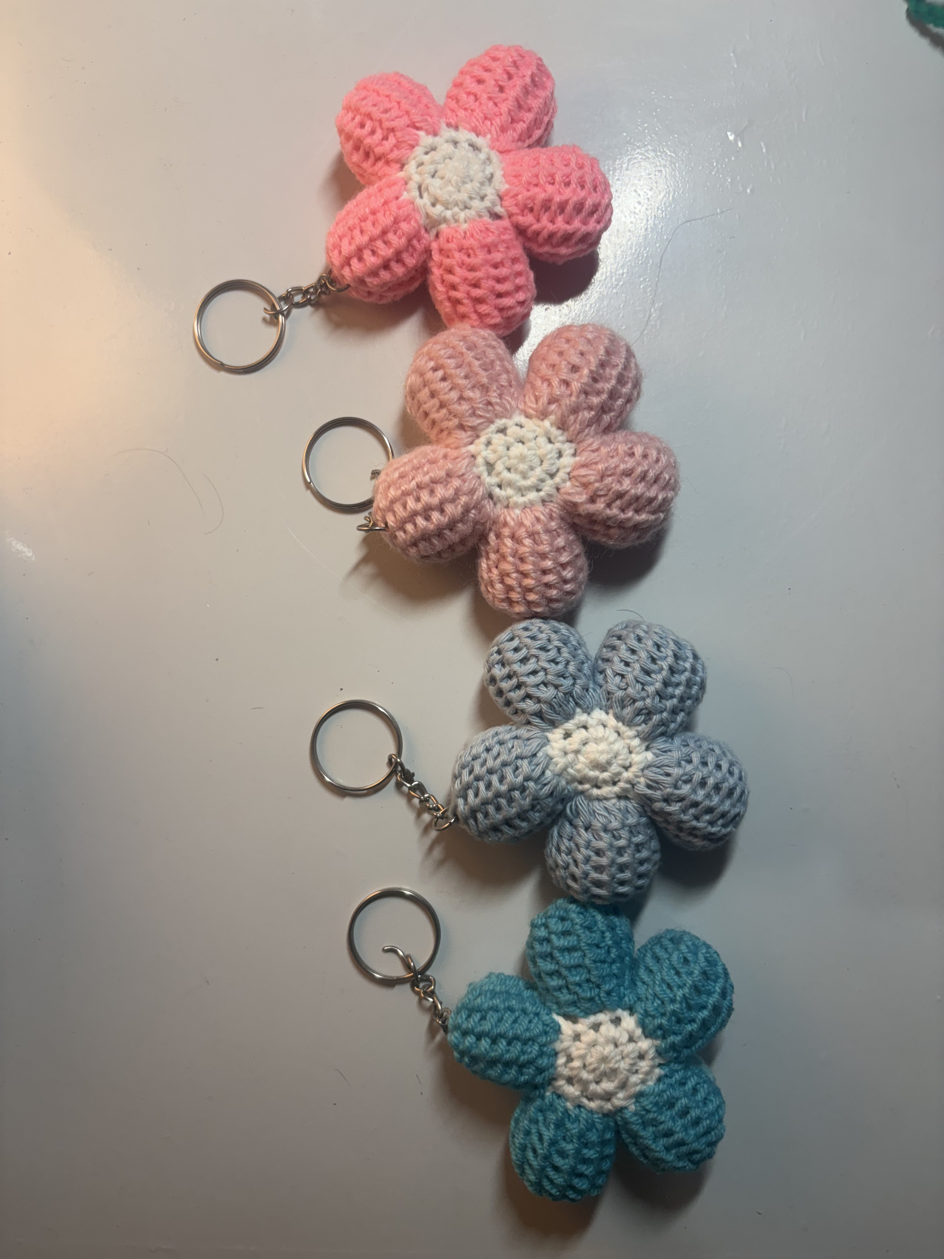 Crochet evil eye keychains