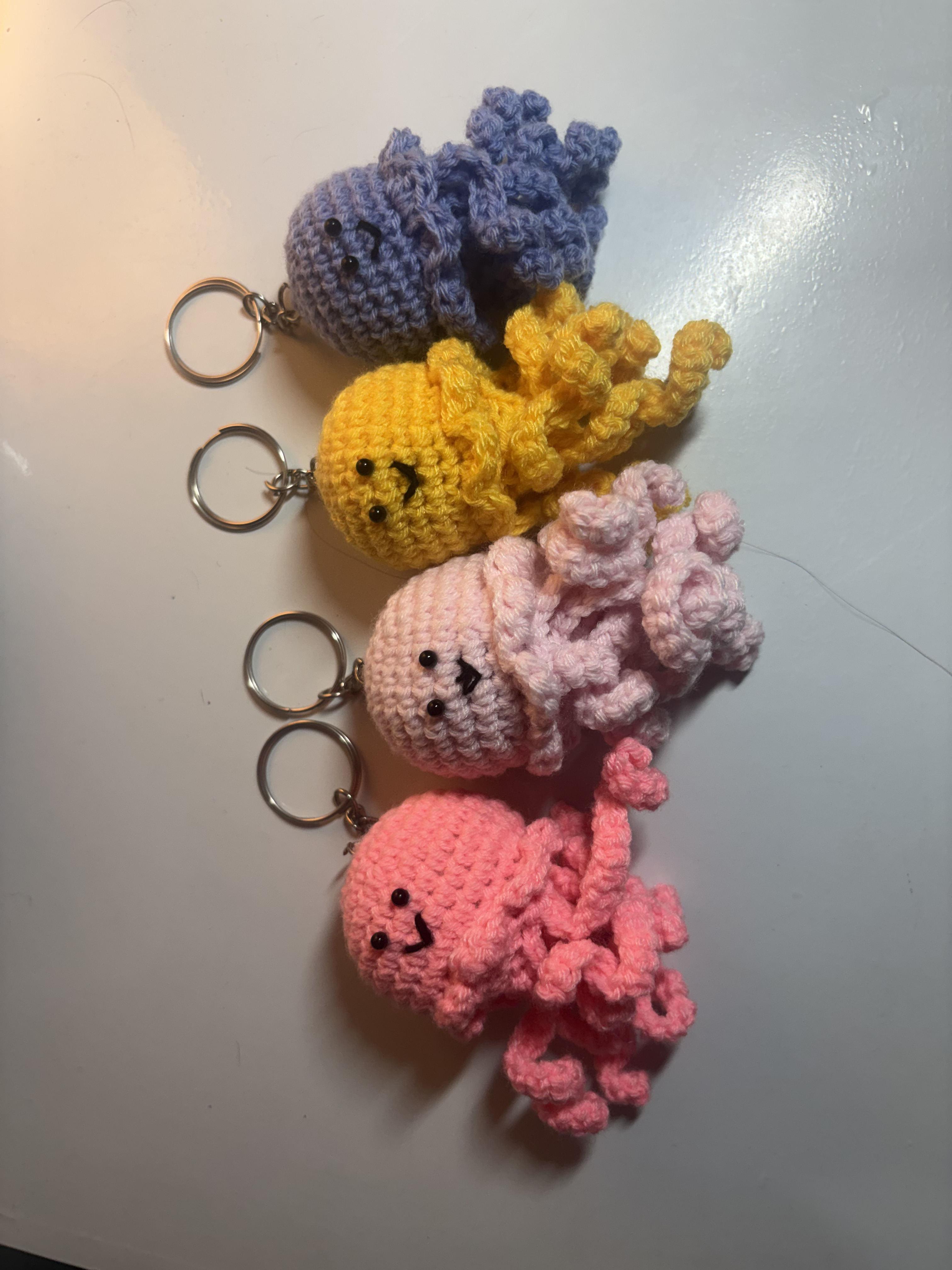Crochet flower keychains